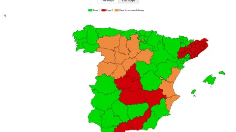 Mapa de las provincias que pasan a la Fase 1 Mapa de las provincias que pasan a la Fase 1