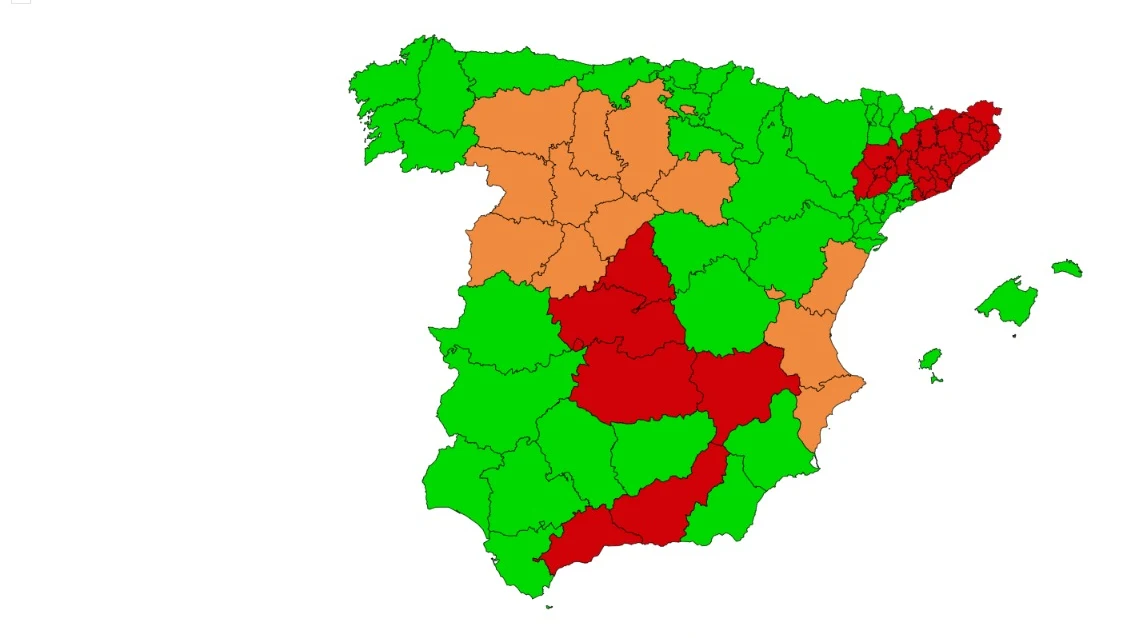 Mapa de las provincias que pasan a la Fase 1 Mapa de las provincias que pasan a la Fase 1