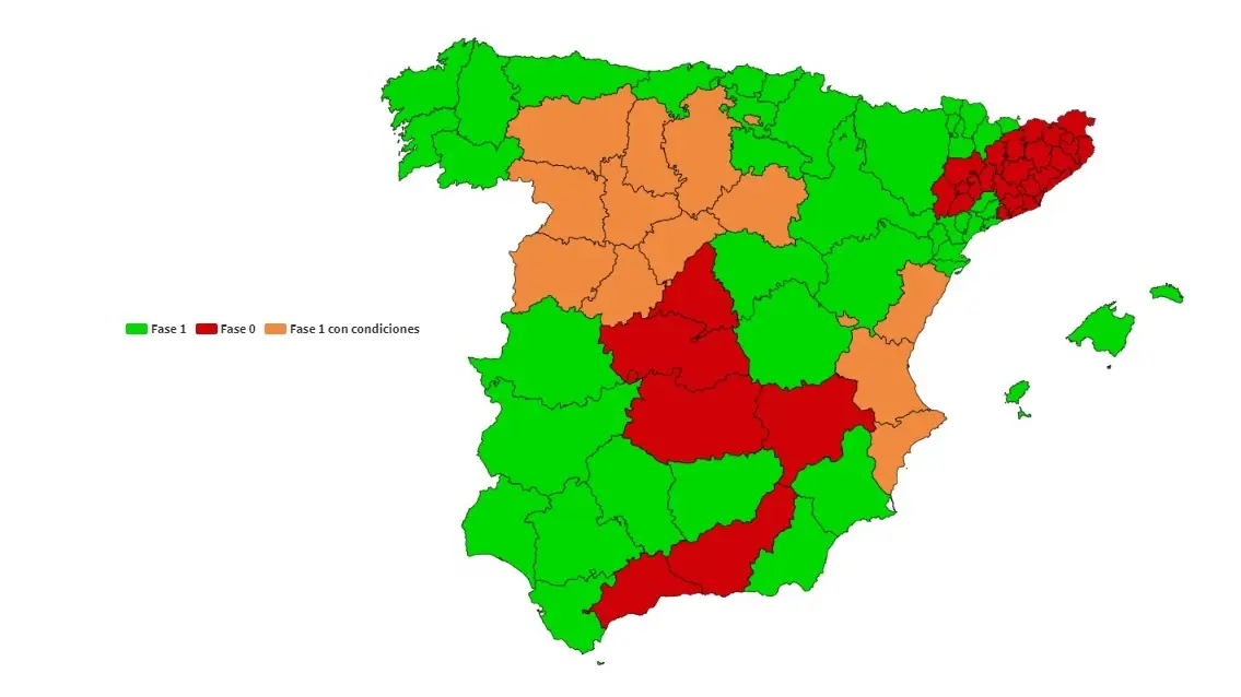 Mapa provincias que pasan de fase Mapa provincias que pasan de fase