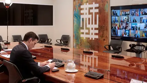 Pedro Sánchez, durante la conferencia con los presidentes autonómicos Pedro Sánchez, durante la conferencia con los presidentes autonómicos