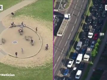 La llamativa imagen de como Londres pasa en 24 horas de calles desiertas a atascos