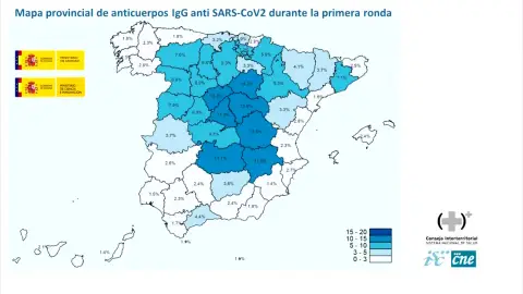Mapa provincial de anticuerpos durante la primera ronda. Mapa provincial de anticuerpos durante la primera ronda.