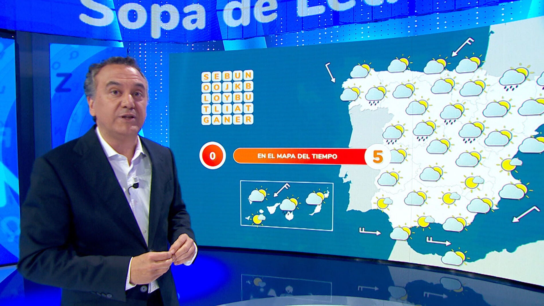El tiempo de Roberto Brasero, protagonista de la prueba 'Sopa de Letras': “Si tienes un momento borrascoso, puedes pasar palabra”