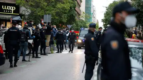 Despliegue en el barrio de Salamanca tras las sucesivas caceroladas en contra del Gobierno Despliegue en el barrio de Salamanca tras las sucesivas caceroladas en contra del Gobierno