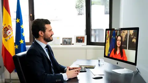 Reunión telemática Pablo Casado e Inés Arrimadas PP y Cs