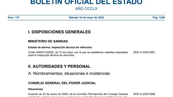 Bolet&iacute;n Oficial del Estado (BOE) s&aacute;bado 16 de mayo