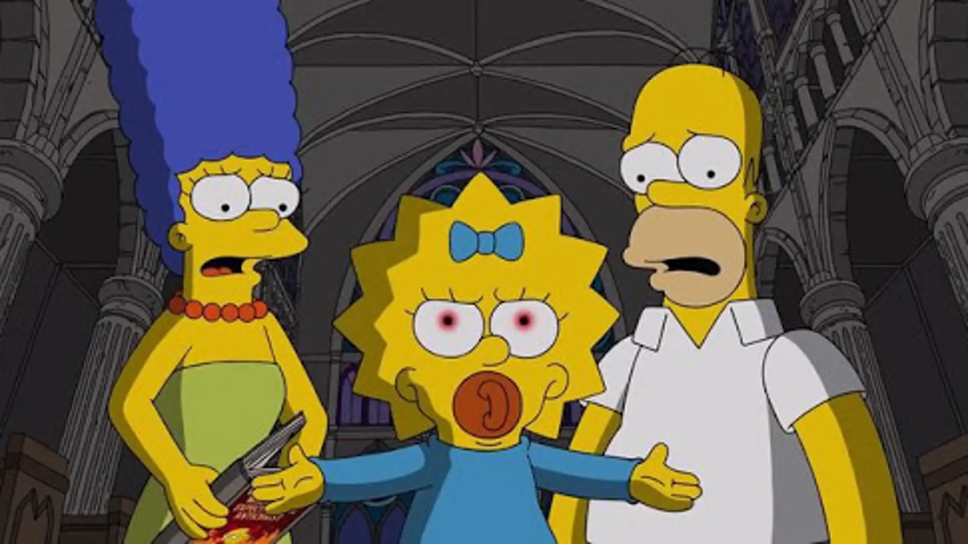 Maggie, Marge y Homer en 'Los Simpson'