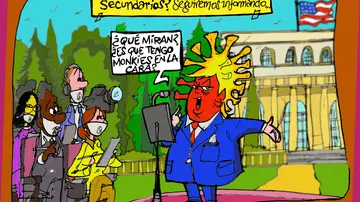 El empeño de Donald Trump en tomar hidroxicloroquina, en la viñeta gráfica informativa de la semana El empeño de Donald Trump en tomar hidroxicloroquina, en la viñeta gráfica informativa de la semana