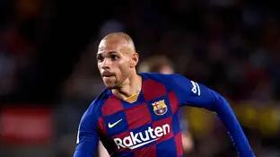 Martin Braithwaite, en un partido con el Barcelona Martin Braithwaite, en un partido con el Barcelona