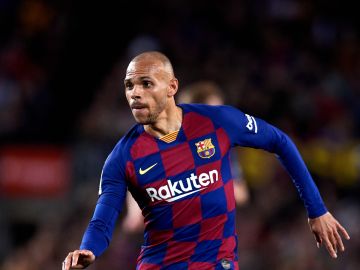 Martin Braithwaite, en un partido con el Barcelona