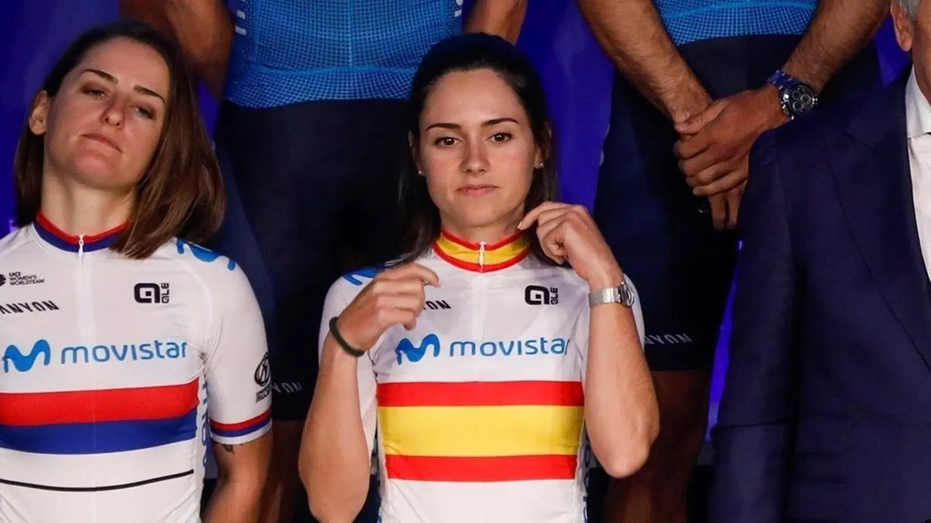 La ciclista Lourdes Oyarbide, en un acto del Movistar Team La ciclista Lourdes Oyarbide, en un acto del Movistar Team