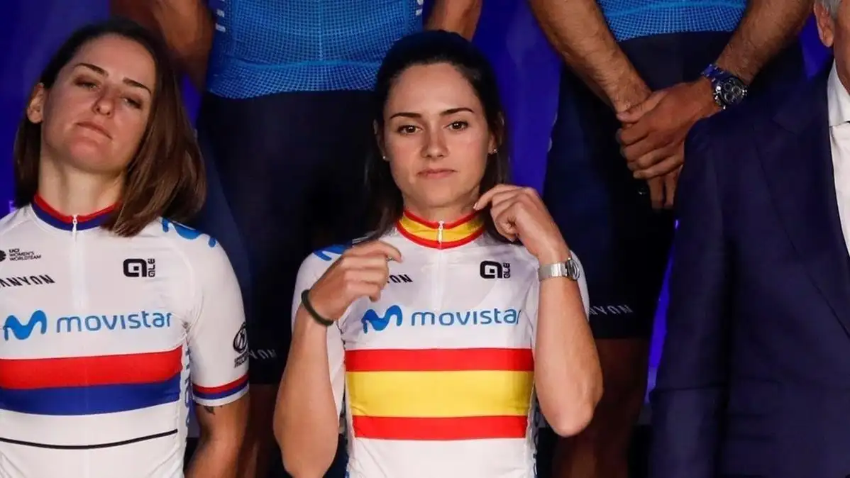 La ciclista Lourdes Oyarbide, en un acto del Movistar Team La ciclista Lourdes Oyarbide, en un acto del Movistar Team