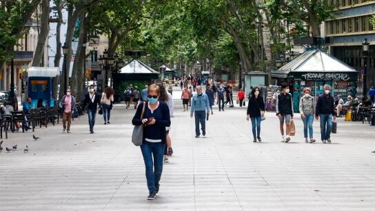 Aspecto de las Ramblas de Barcelona. 