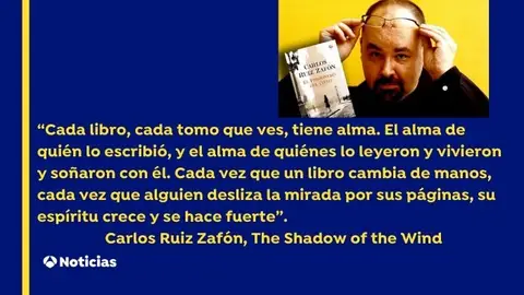 Carlos Ruiz Zafón fallece a los 55 años por cáncer Carlos Ruiz Zafón fallece a los 55 años por cáncer