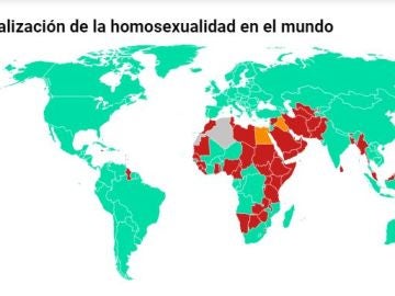 Mapa criminalización de la homosexualidad