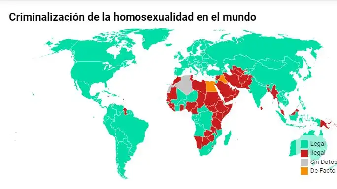 Mapa criminalizaci&oacute;n de la homosexualidad