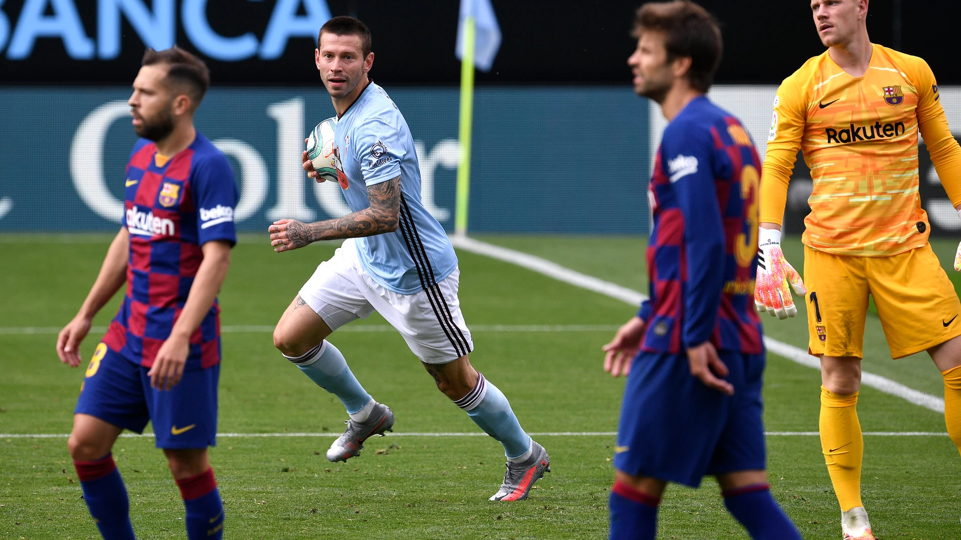 Los jugadores del Celta celebran un gol ante el Barcelona Los jugadores del Celta celebran un gol ante el Barcelona