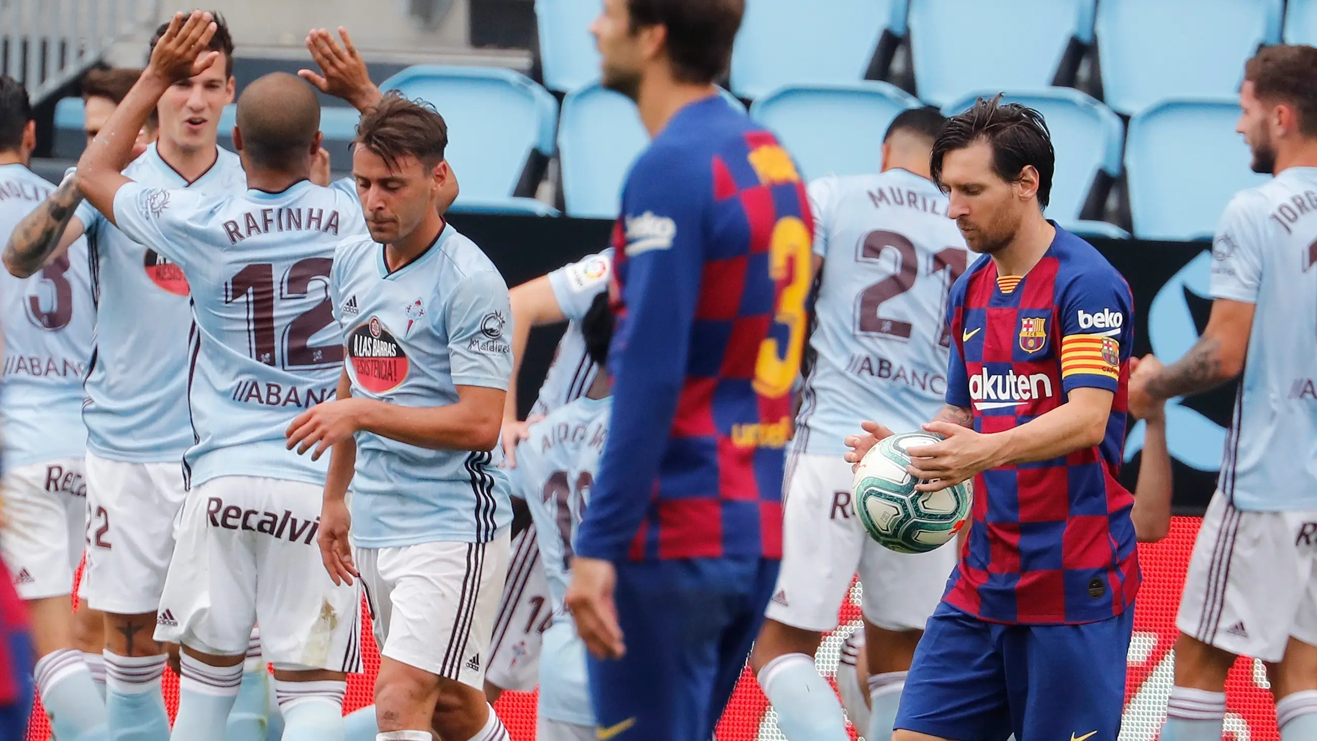 Los jugadores del Celta de Vigo celebran el gol de Iago Aspas Los jugadores del Celta de Vigo celebran el gol de Iago Aspas