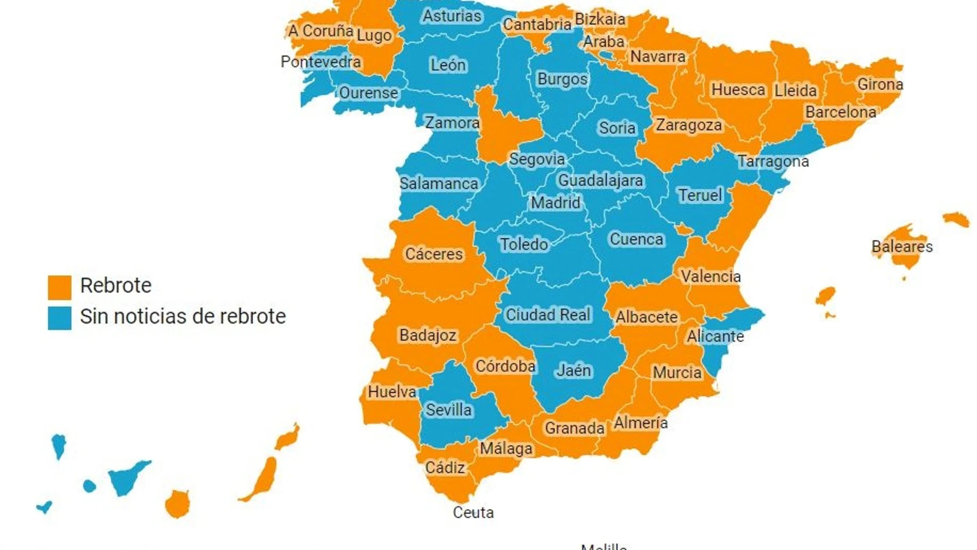 Mapa rebrotes 1 de julio Mapa rebrotes 1 de julio