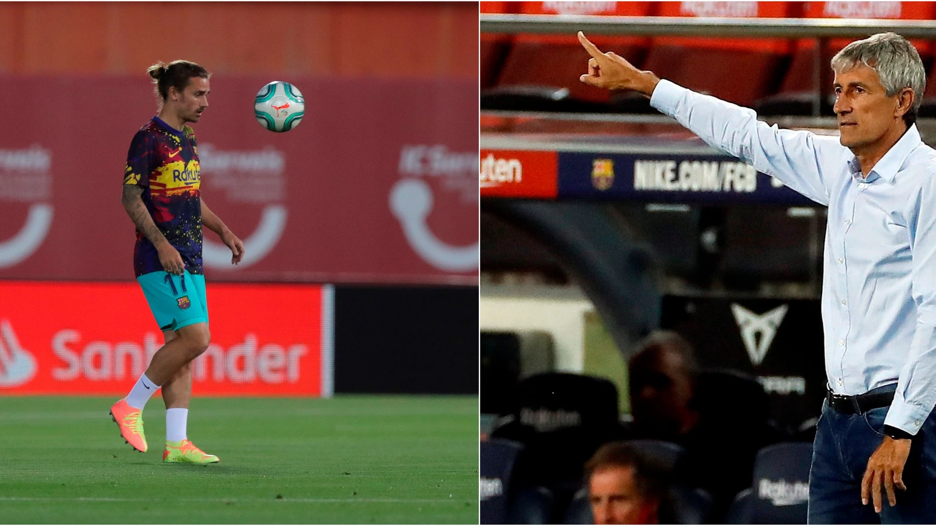 Griezmann y Quique Setién Griezmann y Quique Setién