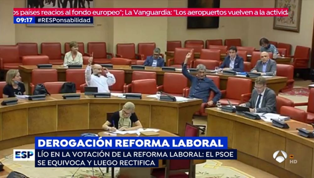 Sorpresa en el Congreso cuando el PSOE obliga a repetir una votación sobre la reforma laboral tras apoyar a Bildu por error