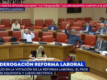 Sorpresa en el Congreso cuando el PSOE obliga a repetir una votación sobre la reforma laboral tras apoyar a Bildu por error