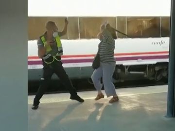 Vídeo: Una mujer agrede con la porra a un guardia de seguridad del tren de Barcelona
