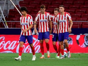 Los jugadores del Atlético celebran un gol ante el Mallorca