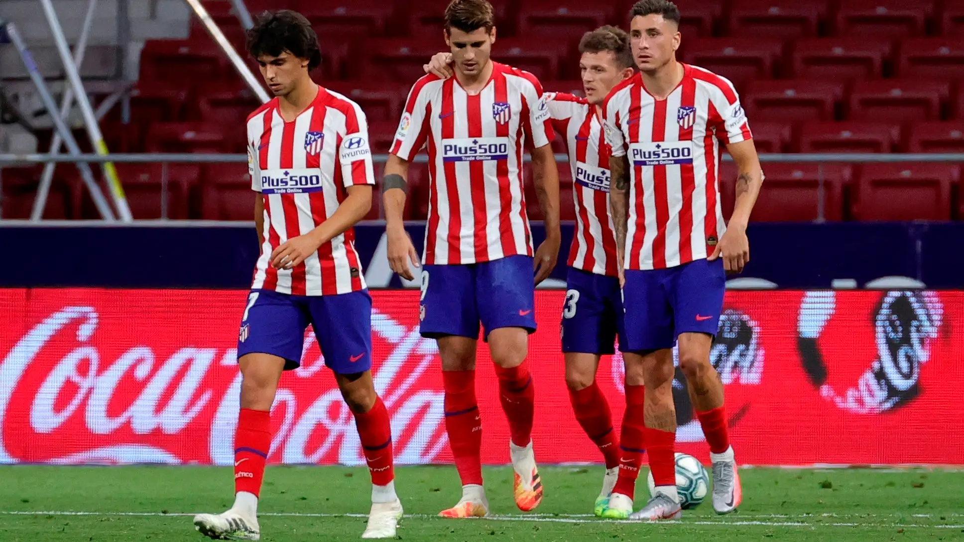Los jugadores del Atl&eacute;tico celebran un gol ante el Mallorca