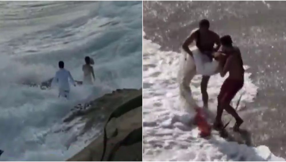 Rescatan a unos novios tras ser engullidos por el océano en plena sesión de fotos de boda