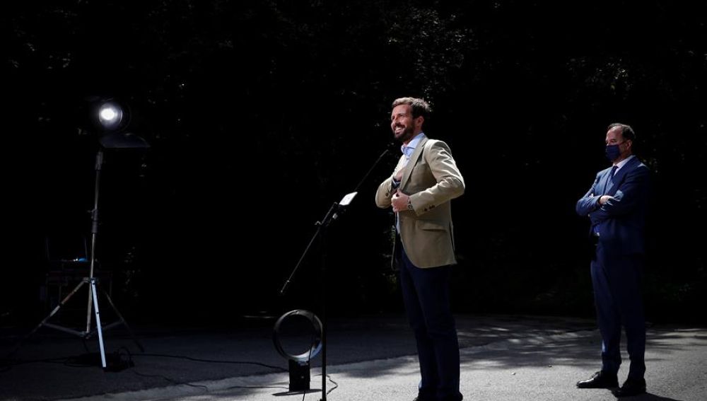 Pablo Casado en un acto de las elecciones vascas