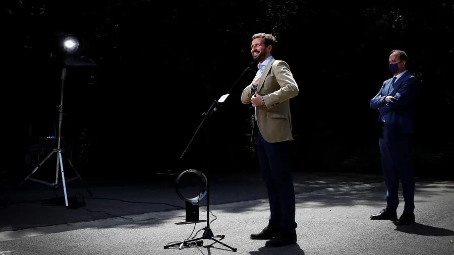 Pablo Casado en un acto de las elecciones vascas