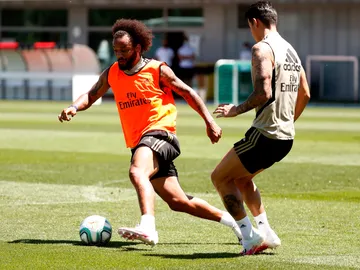 Marcelo, en un entrenamiento en Valdebebas Marcelo, en un entrenamiento en Valdebebas