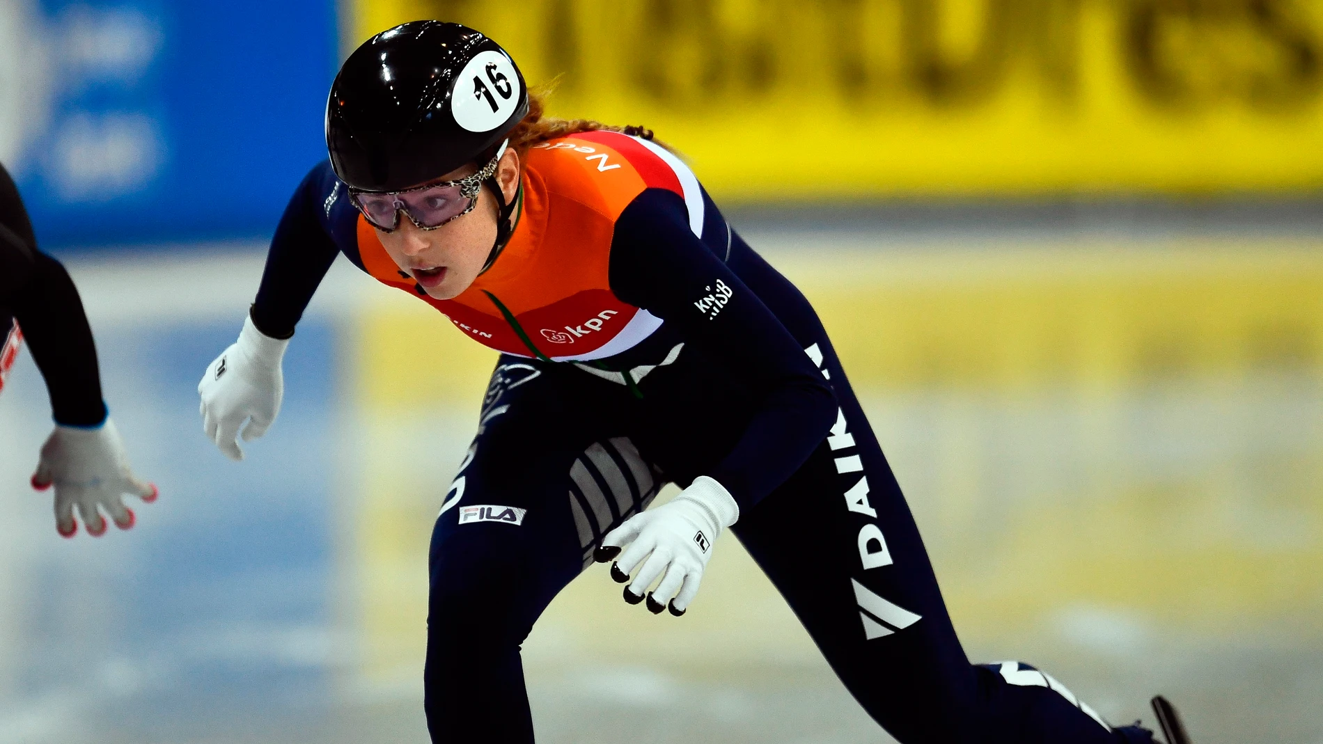 Lara Van Ruijven, durante una prueba de patinaje sobre hielo Lara Van Ruijven, durante una prueba de patinaje sobre hielo