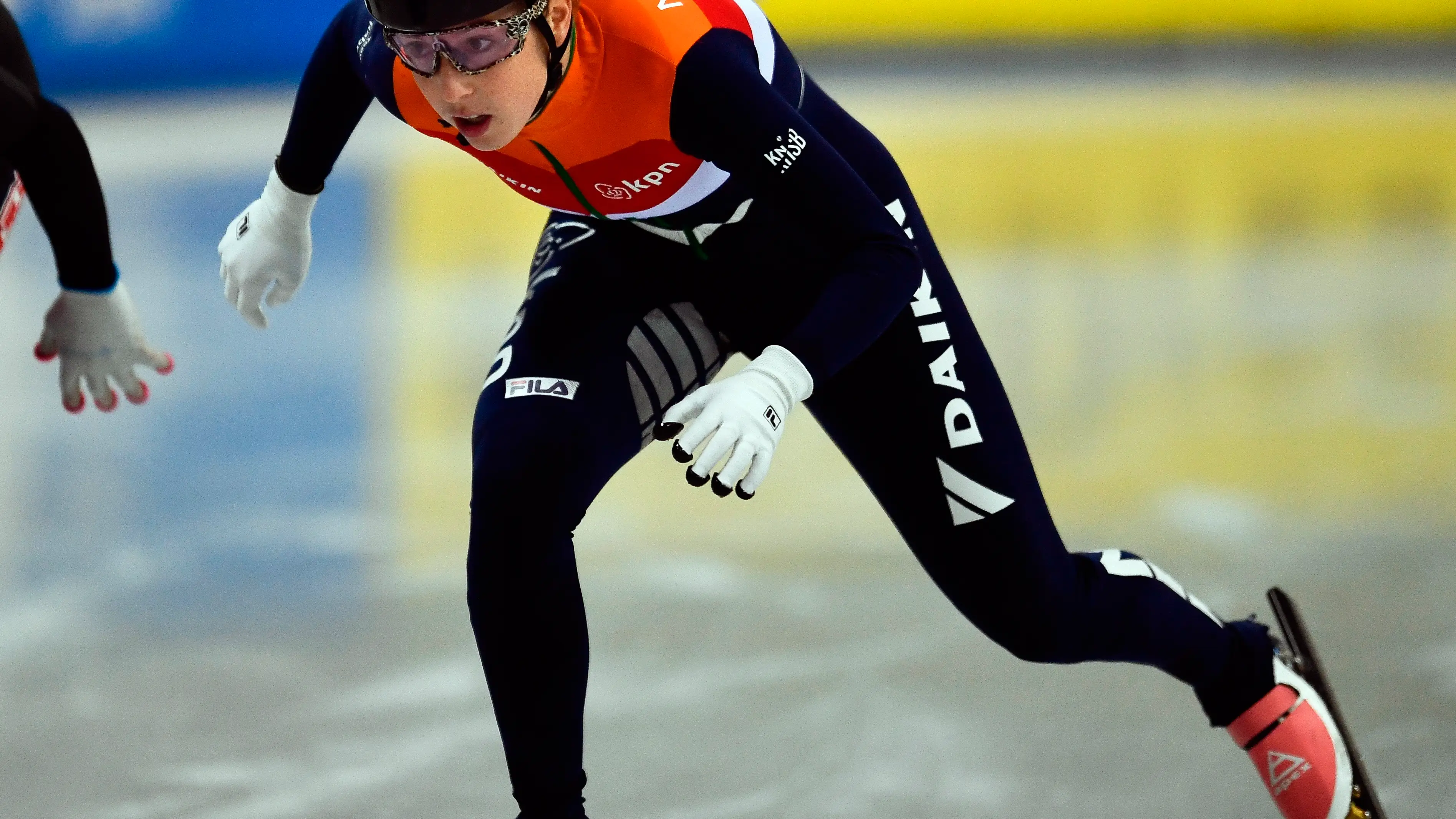 Lara Van Ruijven, durante una prueba de patinaje sobre hielo Lara Van Ruijven, durante una prueba de patinaje sobre hielo