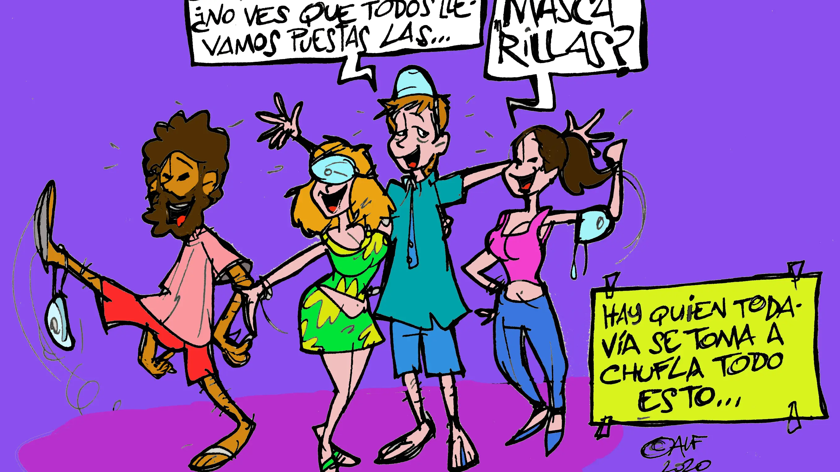 Irresponsables al usar la mascarilla, en la vi&ntilde;eta gr&aacute;fica