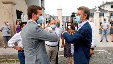 Pablo Casado junto a Alberto Núñez Feijóo en precamañana por las elecciones gallegas 2020 Pablo Casado junto a Alberto Núñez Feijóo en precamañana por las elecciones gallegas 2020