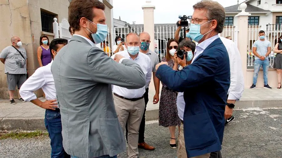 Pablo Casado junto a Alberto Núñez Feijóo en precamañana por las elecciones gallegas 2020 Pablo Casado junto a Alberto Núñez Feijóo en precamañana por las elecciones gallegas 2020