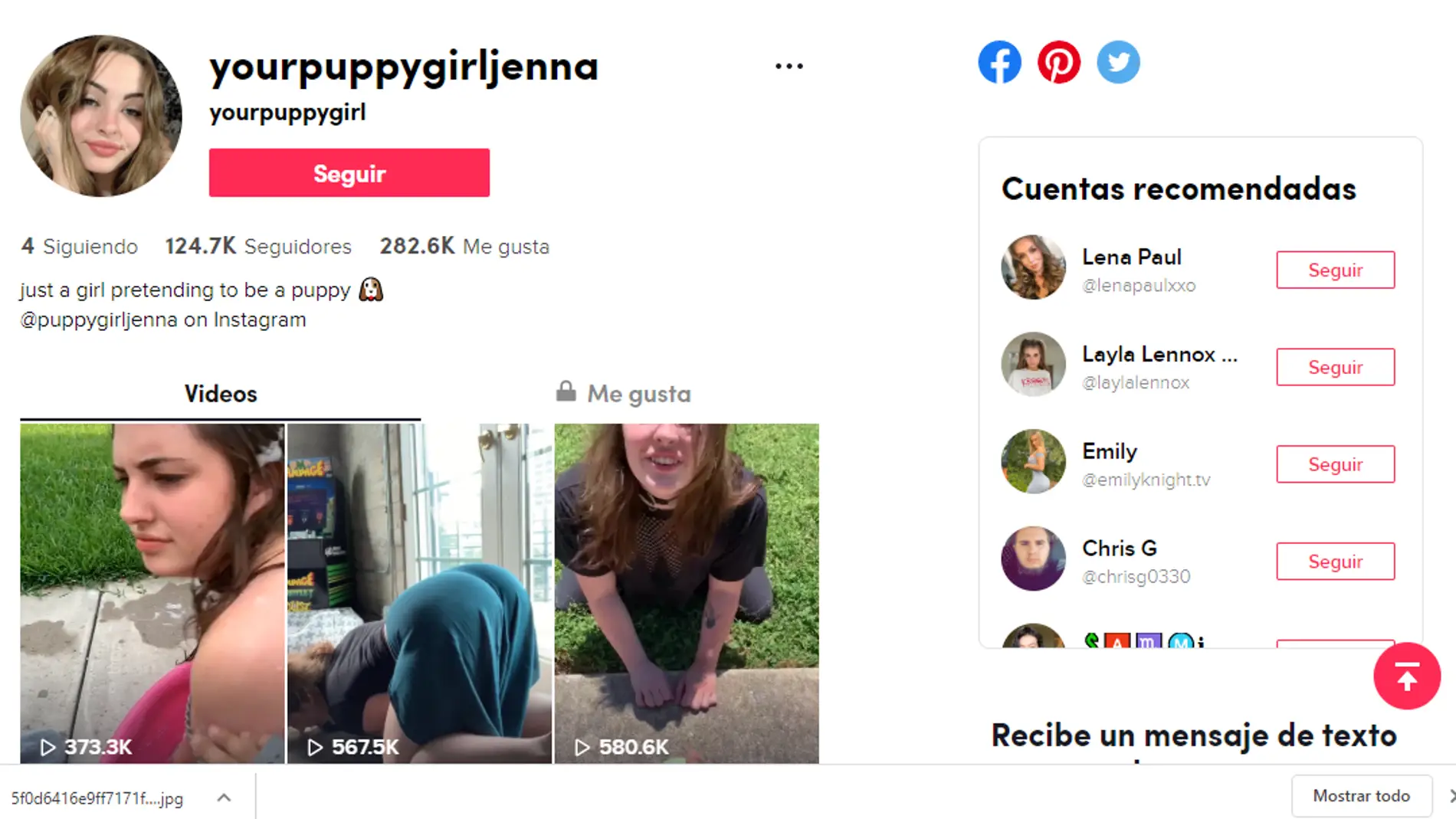 Tik Tok de @yourpuppygirljenna