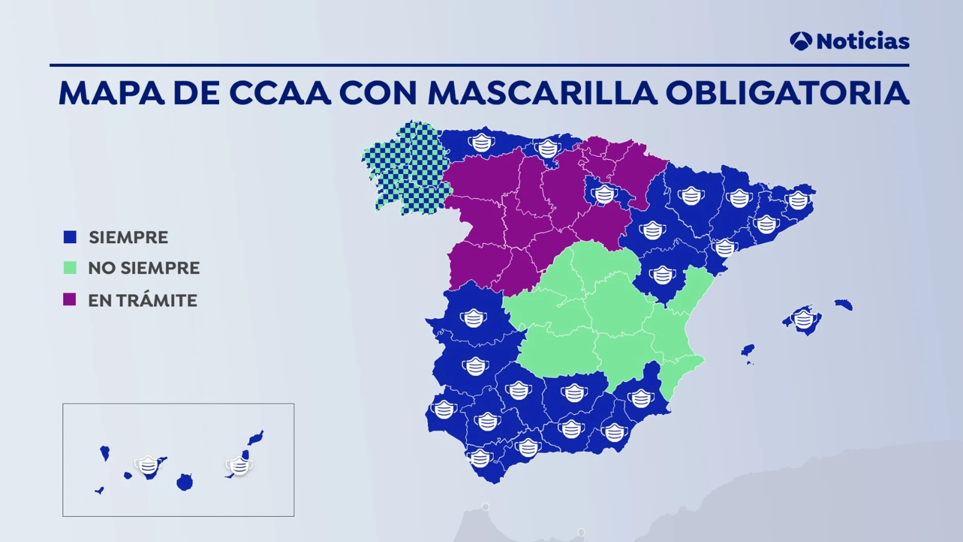 Estás son todas las comunidades que obligan el uso de mascarilla contra el coronavirus Estás son todas las comunidades que obligan el uso de mascarilla contra el coronavirus