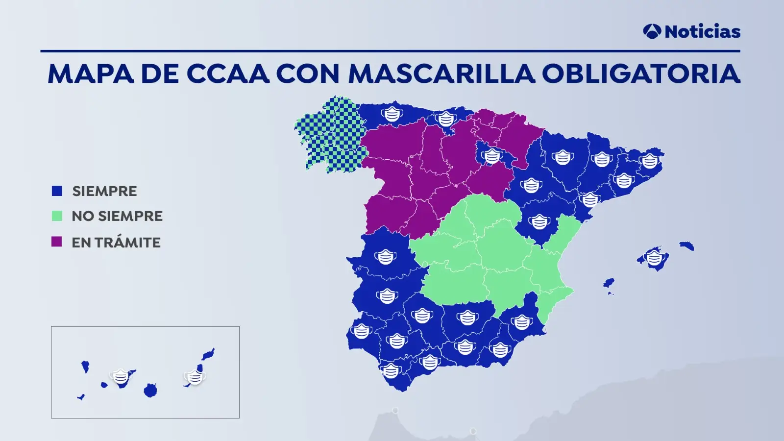 Estás son todas las comunidades que obligan el uso de mascarilla contra el coronavirus Estás son todas las comunidades que obligan el uso de mascarilla contra el coronavirus