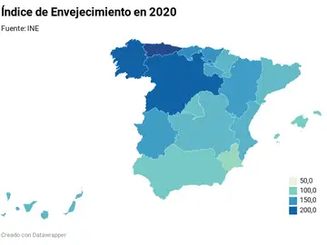 Índice de envejecimiento en 2020 Índice de envejecimiento en 2020
