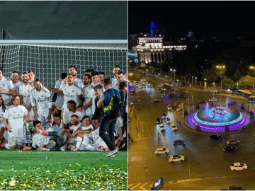 Los jugadores del Madrid celebran la Liga en Valdebebas y la Cibeles sin aficionados