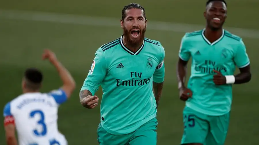 Sergio Ramos, tras marcar un gol en el Leganés-Real Madrid Sergio Ramos, tras marcar un gol en el Leganés-Real Madrid