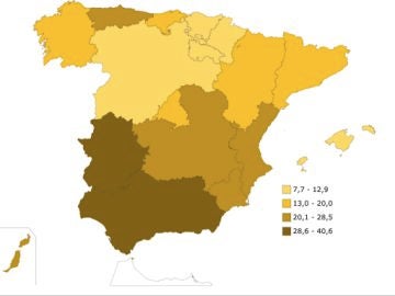 Mapa del riesgo de pobreza en España