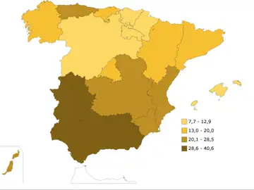 Mapa del riesgo de pobreza en España Mapa del riesgo de pobreza en España