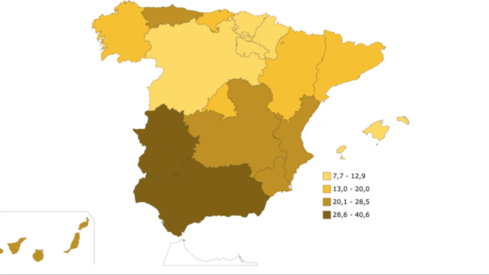 Mapa del riesgo de pobreza en España Mapa del riesgo de pobreza en España