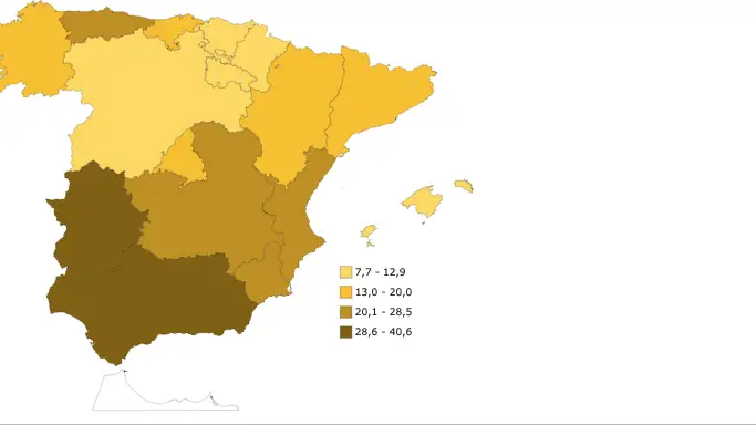 Mapa del riesgo de pobreza en Espa&ntilde;a