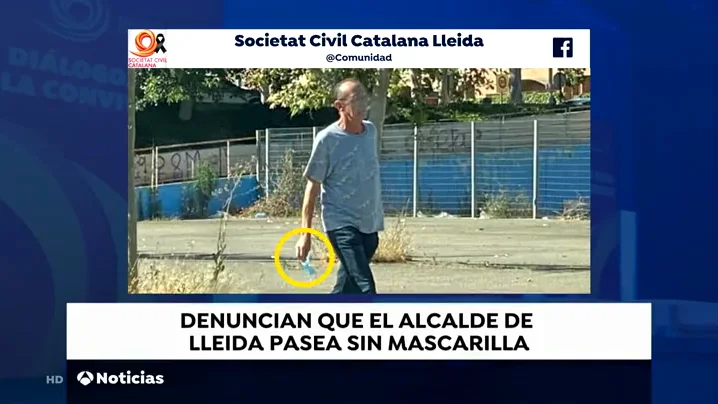 Societat Civil Catalana en Lleida denuncia la falta de responsabilidad del alcalde por no llevar mascarilla