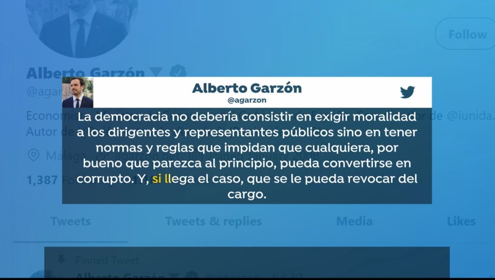 Tuit de Alberto Garzón en contra de la Monarquía